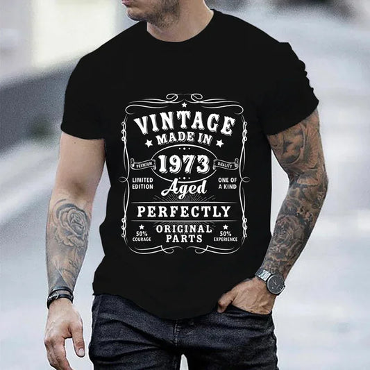 1973 50th Birthday Tshirts T-shirt Vintage 1973 Men Short Sleeve Tops Street 1973 T Shirt for Men T Shirt Oversize Tee Shirt Man